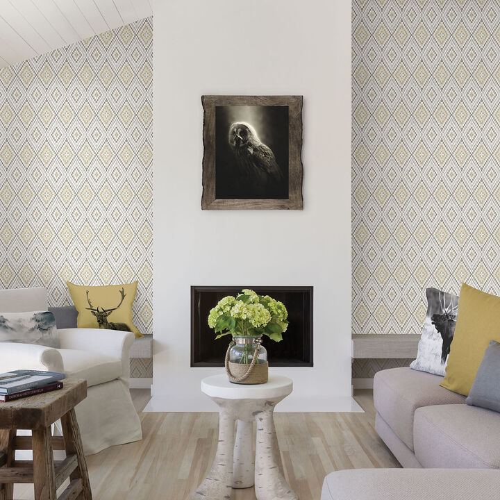 Ganado Beige Geometric Ikat Wallpaper