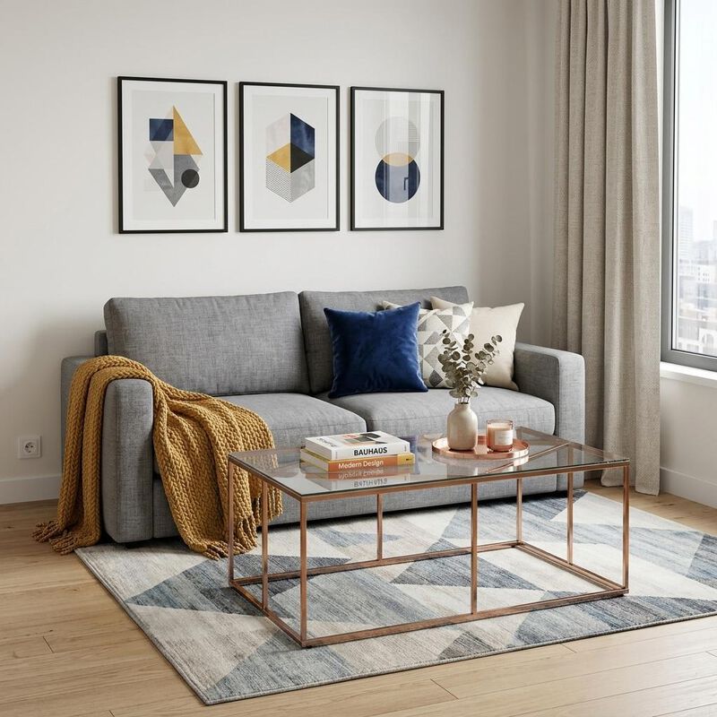 HomeRoots 42" Clear and Champagne Glass and Metal Coffee Table image number 1