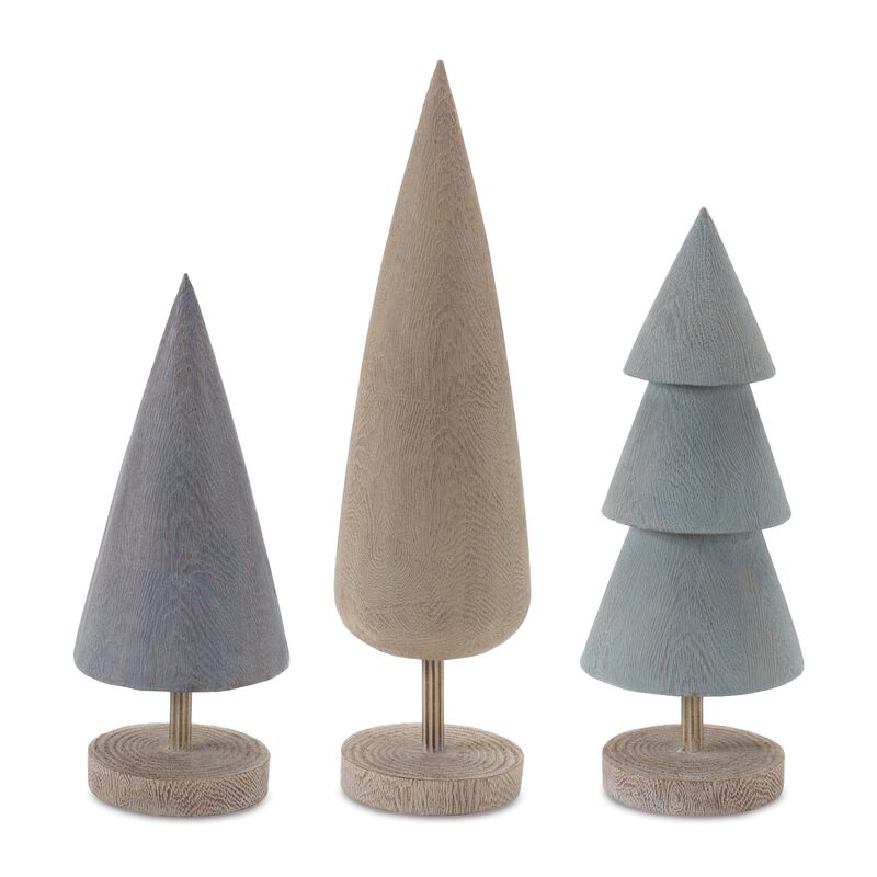 Set of 6 Decorative Trees for Holiday and Seasonal Decor