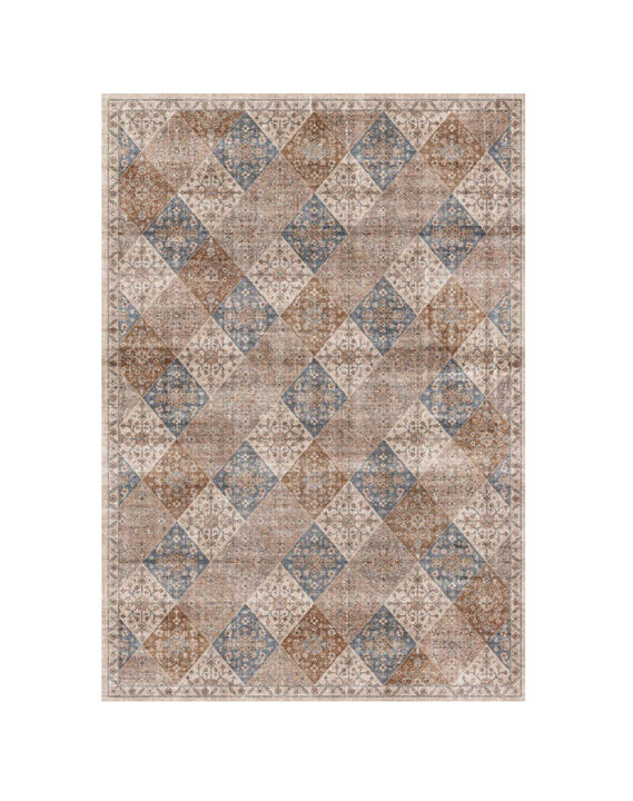 HomeRoots Floral Distressed Area Rug