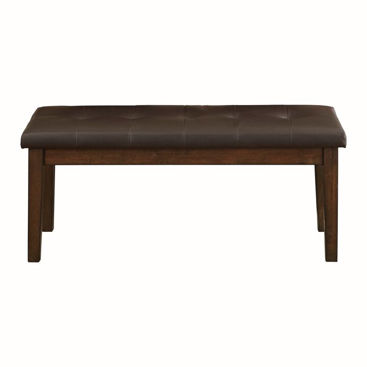 Transitional Dining Furniture 1pc Wooden Bench Button-Tufted Seat Light Rustic Brown Finish Furniture