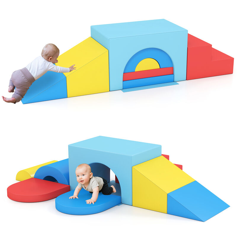 Toddler Soft Play Set, 7-Piece Foam Climbing Blocks with PU Leather image number 3