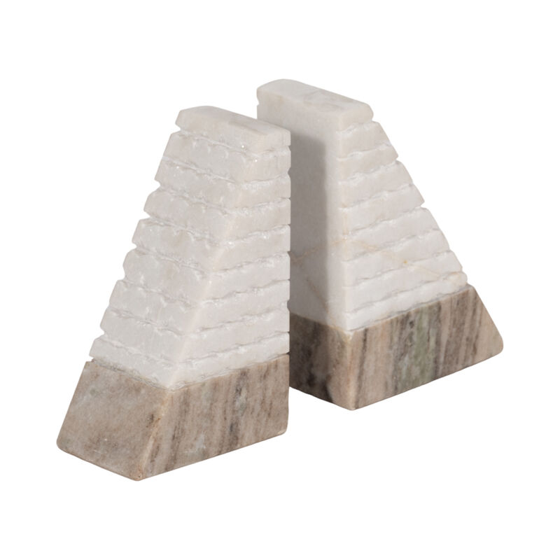 Marble 6" Pyramid Bookends Set