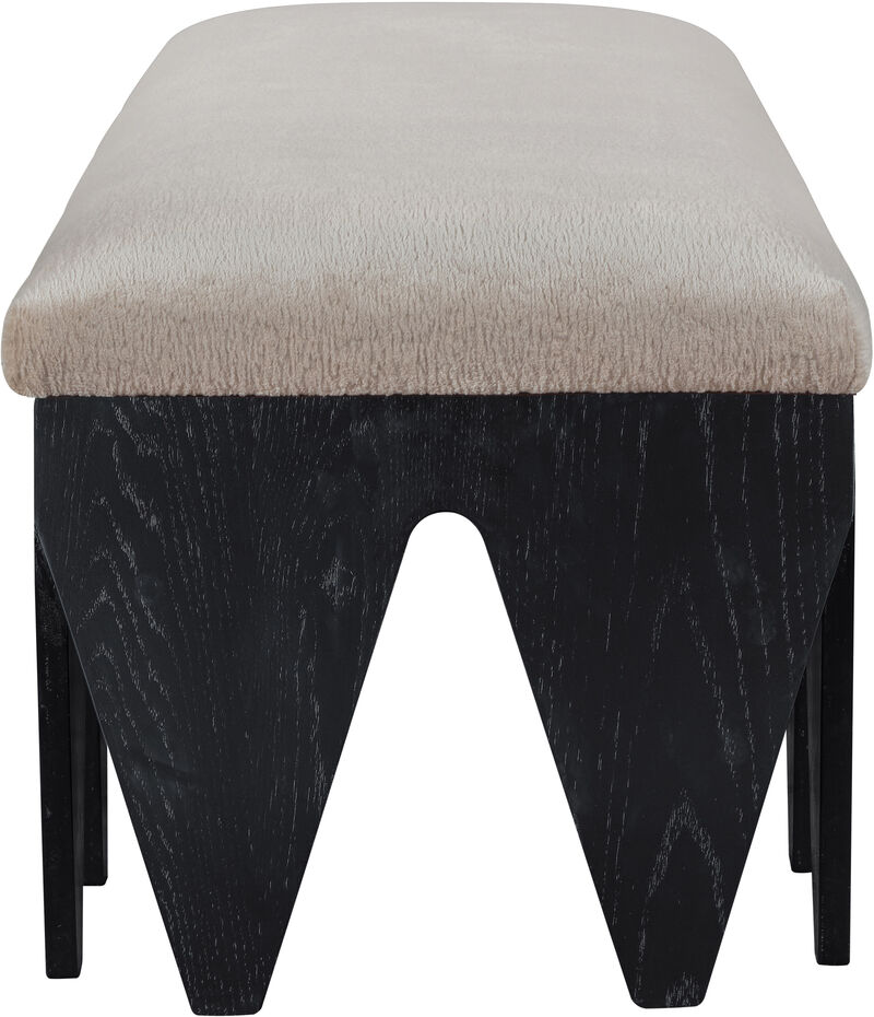 Meridian Furniture Altair Beige Velour Fur Fabric Bench