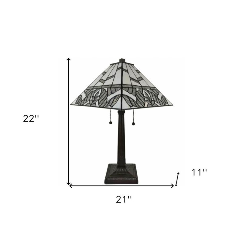 Hivvago 22" Dark Brown Metal Two Light Candlestick Table Lamp With White Shade