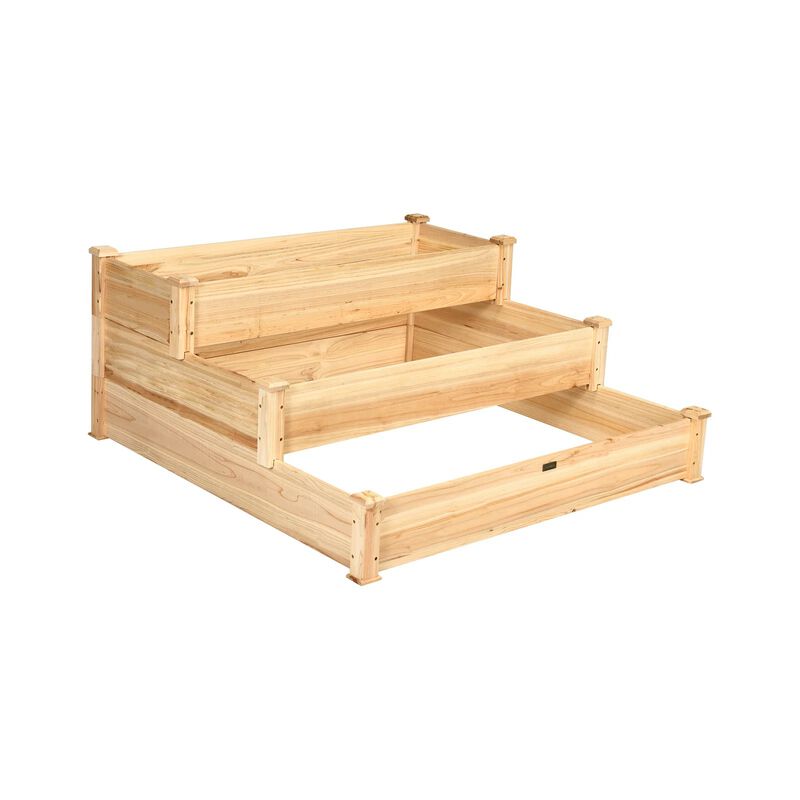 3 Tier Elevated Wooden Garden Bed for Vegetables, Herbs and Flowers image number 7