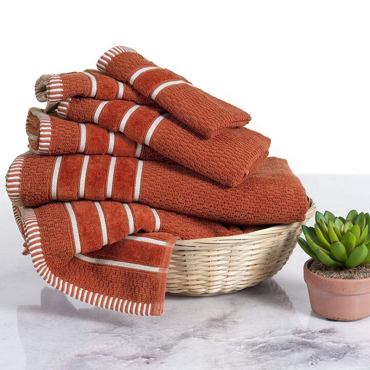 Bedford Home  Home 100 Percent Cotton Rice Weave 6 Piece Towel Set  Brick