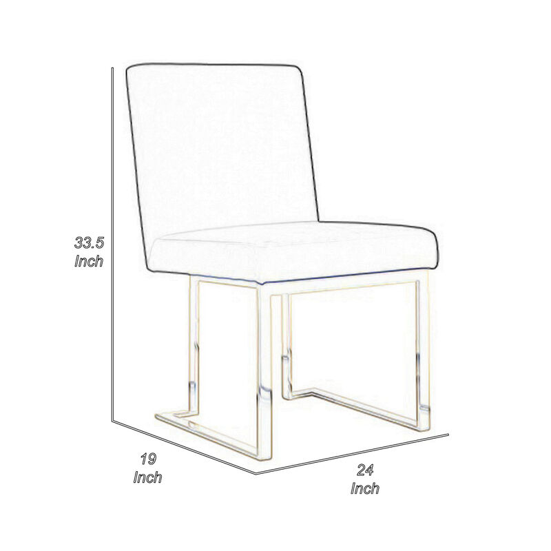 Boly 24 Inch Side Dining Chair Set of 2, Gray Velvet, Gold Cantilever - Benzara