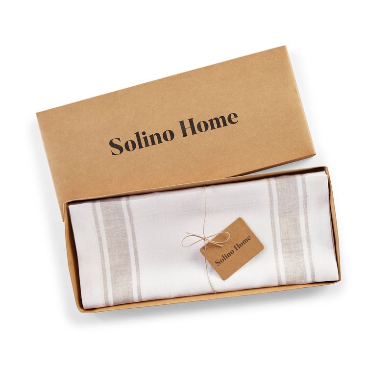 Solino Home Country Stripe 100% Linen Table Runner &ndash; Handcrafted, Machine Washable, Perfect for Holiday and Everyday Dining