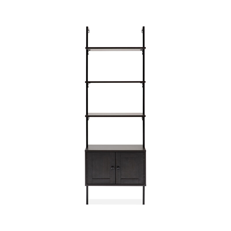 Industrial 4-Shelf Wood Wall-Mounted Open Ladder Bookcase