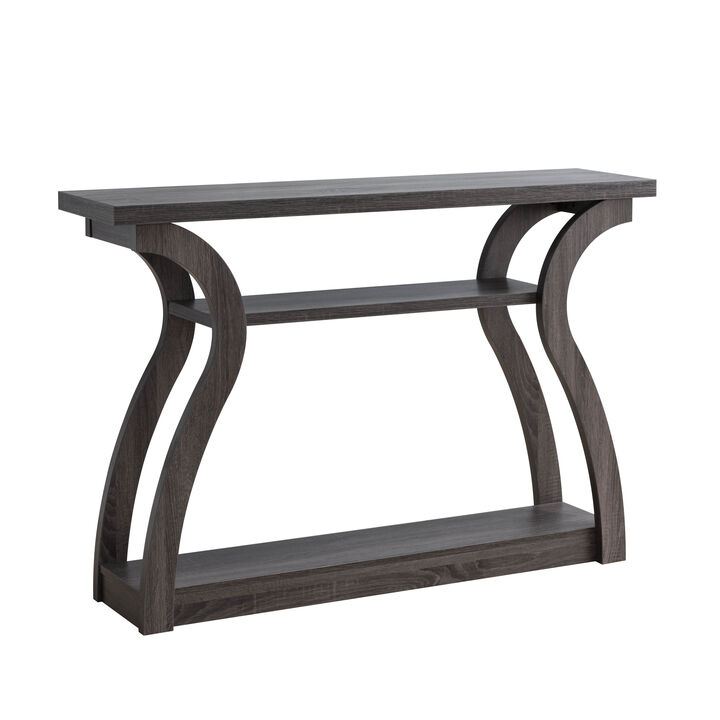 Distressed Grey Curved Body Console Table with 2 Shelves
