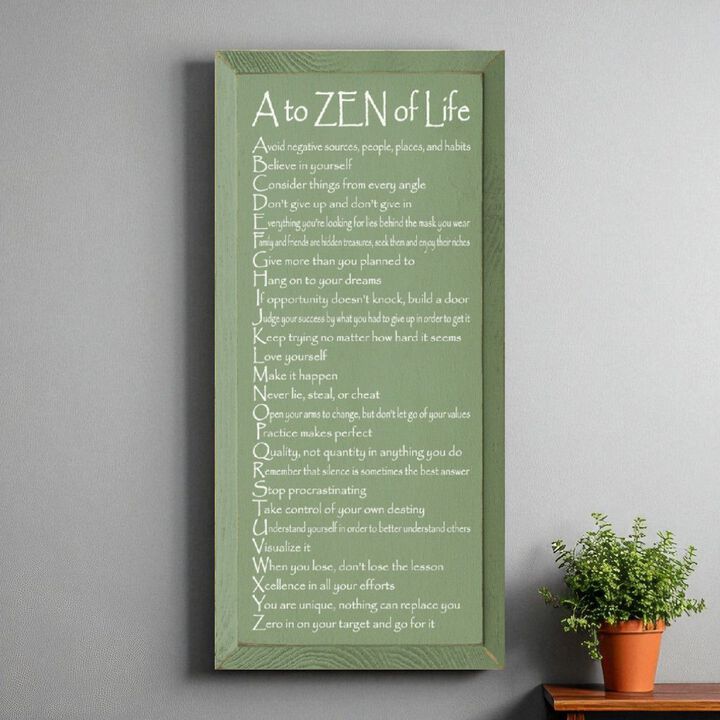 A to ZEN of Life Funny Zen Quote Wooden Wall Sign