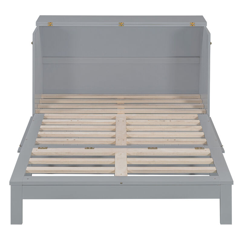 Whisen Modern Design Full Size Murphy Bed, Folded into a Cabinet with Large Drawers