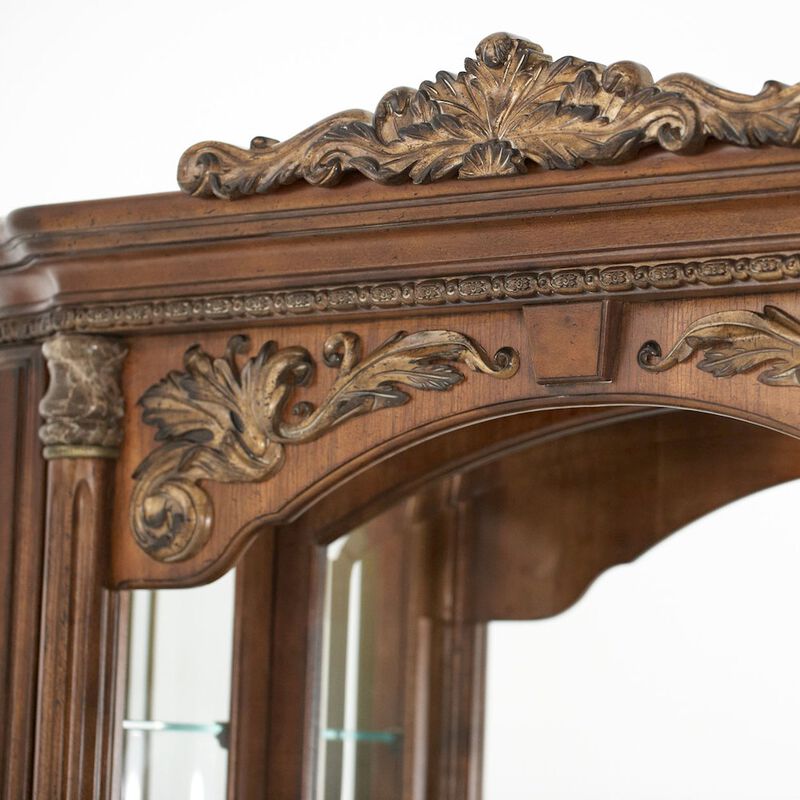 Michael Amini Villa Valencia Dresser with Mirror - Classic Chestnut