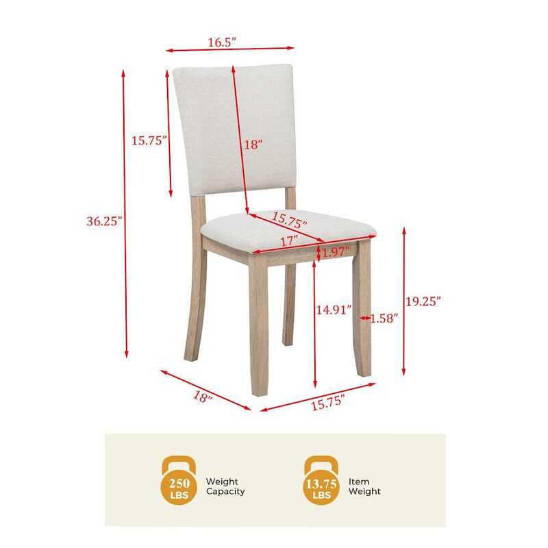 Camden Upholstered Dining Chair, Set of 2, Beige/Light Oak