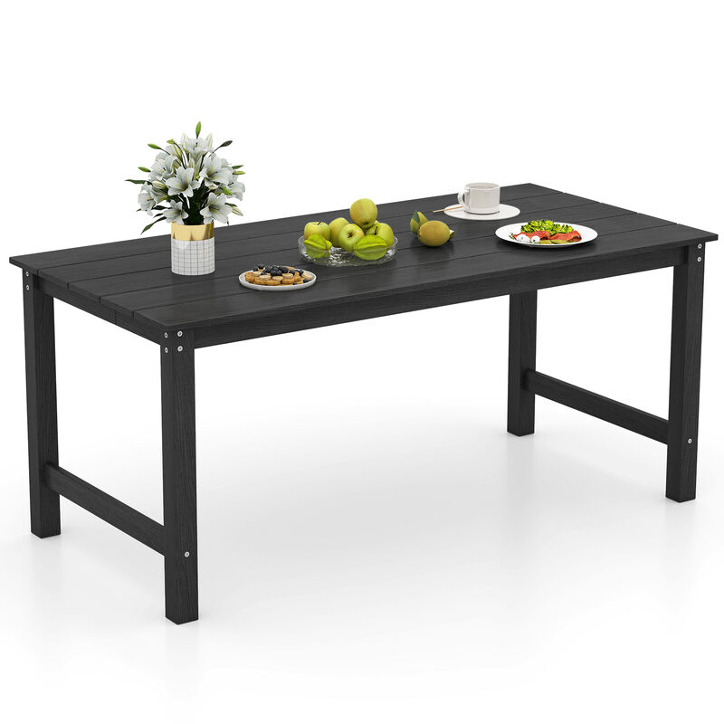 6 Person Outdoor Dining Table with Wood-Like HDPE Top and Umbrella Hole image number 3