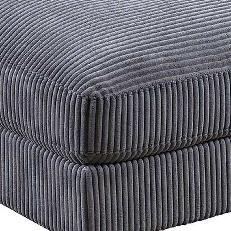 Joana Cocktail Ottoman, Dark Gray Wide Welt Corduroy Fabric, 37 Inch - Benzara