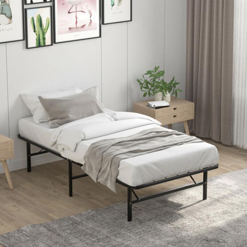 Hivvago Foldable Metal Platform Bed with Tool-Free Assembly