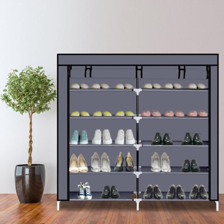 7-Tier Portable Shoe Rack Space-Saving Shoe Storage Organizer for Entryway & Closet