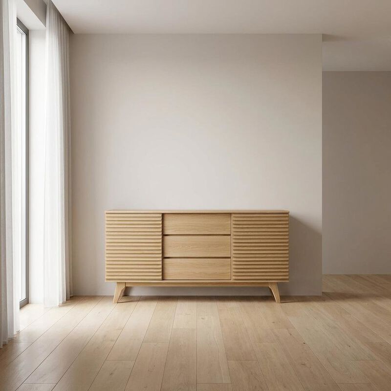 Wooden Sideboard Buffet Cabinet with Storage for Dining Room, Oak image number 4