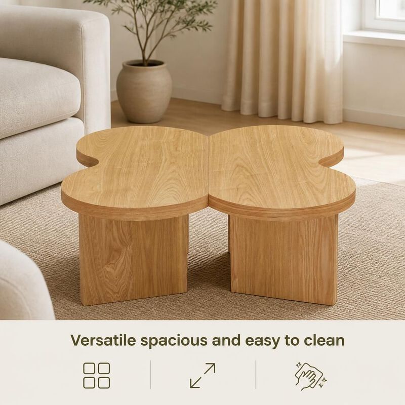GOODSILO Modern Butterfly Shaped Coffee Table Functional Split Design Versatile Accent Table for Living Room Bedroom Office image number 4