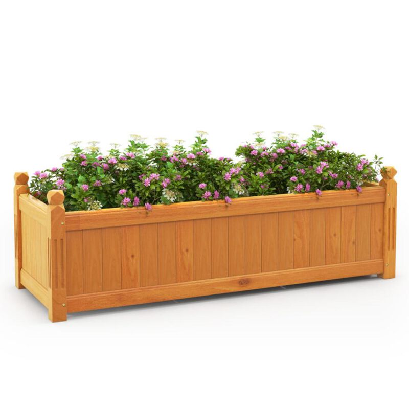 Hivvago Wooden Rectangular Garden Bed with Drainage System
