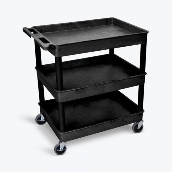 3 Shelf Large Black Tub Cart