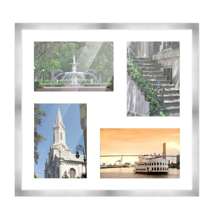 14x14 Wood Collage Frame with a White Mat for 5x7 Pictures