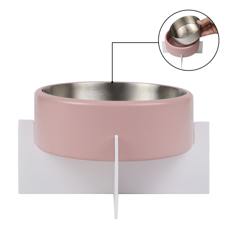 Intersecta Concrete and Stainless Steel Bowl 16oz (2 Cups) with Metal Stand Pet Feeder image number 6