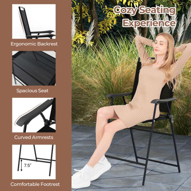 Hivvago 3 Pieces Outdoor Bar Stool Set with DPC Tabletop and Umbrella Hole for Poolside