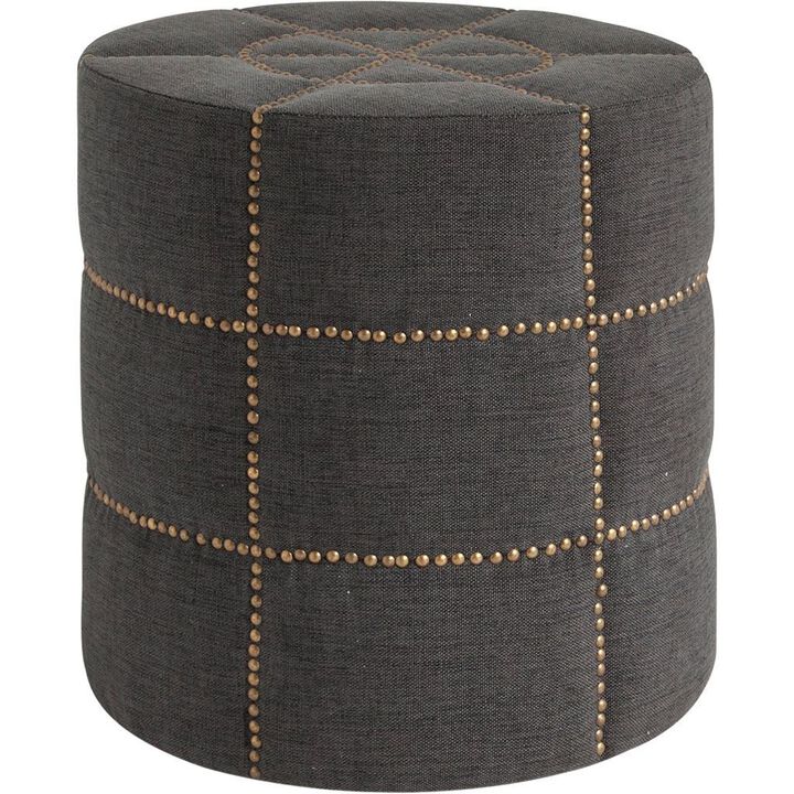 Dark Gray Ottoman With Metal Detailing