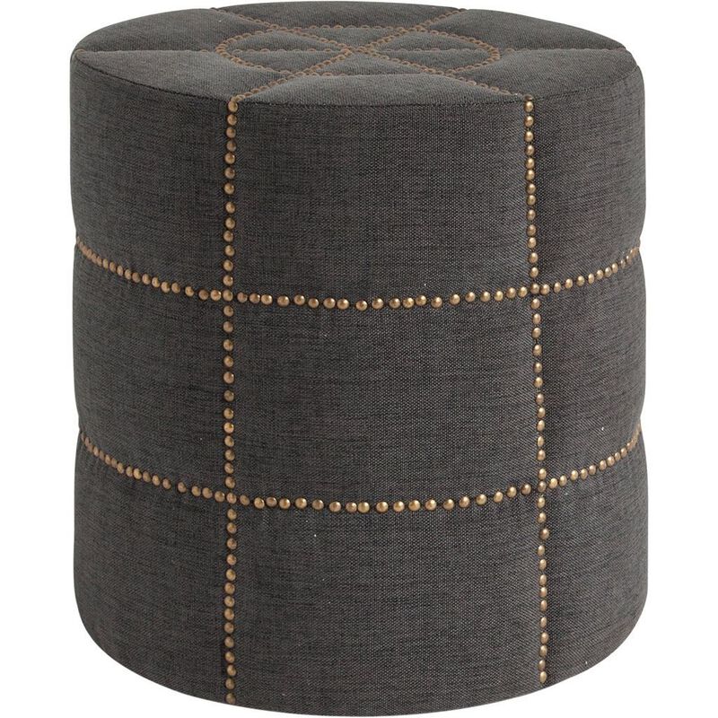 Dark Gray Ottoman With Metal Detailing