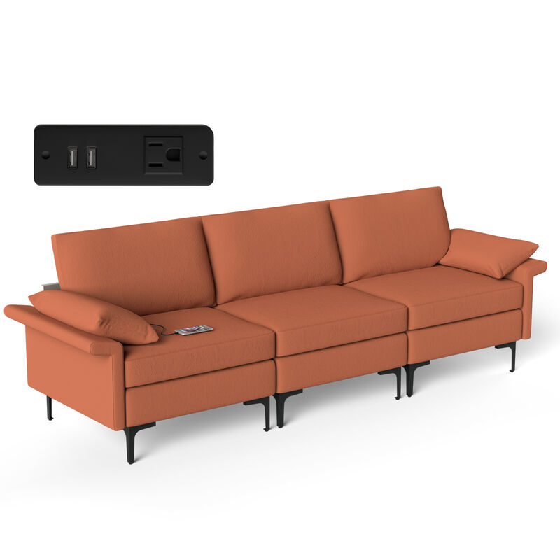 3-Seat Sectional Sofa with 2 USB Ports for 3-4 People Perfect for Modern Living Rooms image number 0