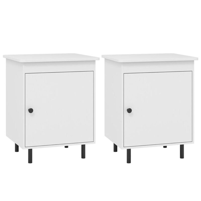 Hivvago Nightstand Mid Century End Tables with Door-Set of 2