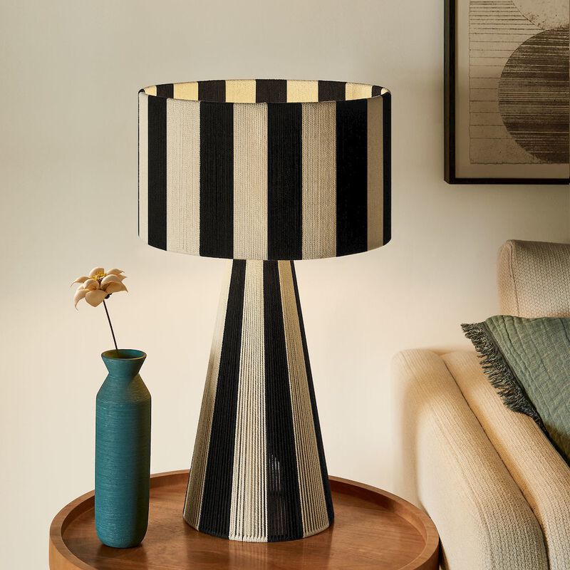 Renae Handwoven Cotton Thread Striped Table Lamp image number 8