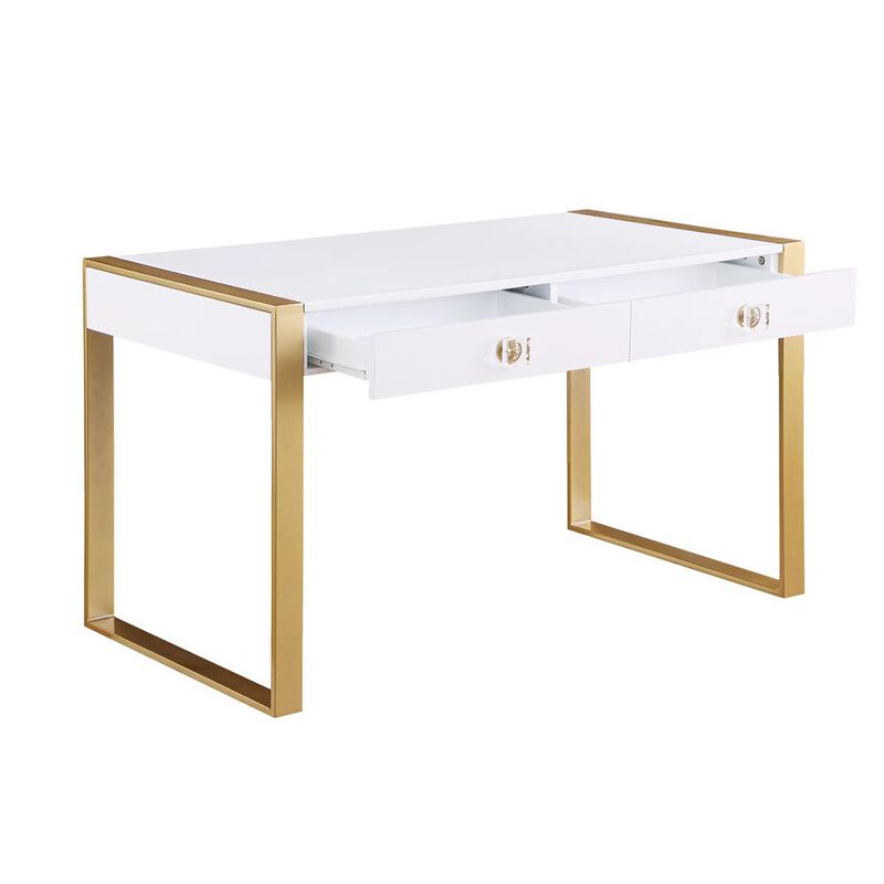Best Master Furniture Erato White with Gold Legs Computer Desk
