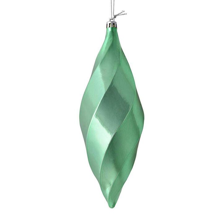 Vickerman 543139-8" Seafoam Green Shiny Swirl Finial Christmas Tree Ornament (6 pack) (M183144S)