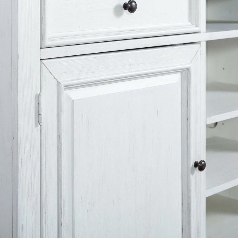 Liberty Furniture White Wirebrushed Highboy TV Console with Charcoal Top in Cottage Style image number 4
