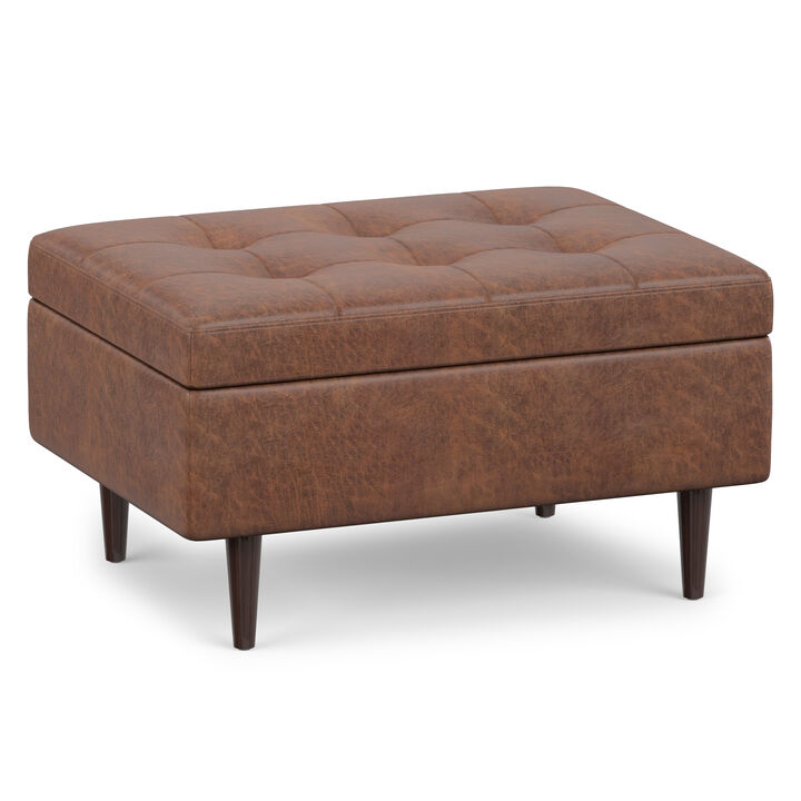 Simpli Home Shay Mid Century Small Square Coffee Table Storage Ottoman