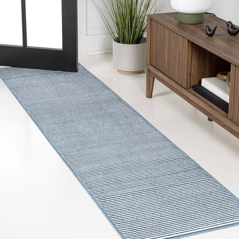 Cole Modern Minimalist Pinstripe High-Low Area Rug