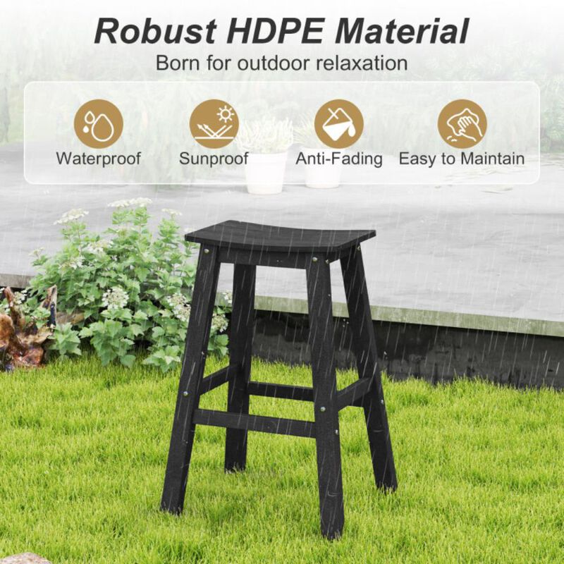 Hivvago 29 Inch HDPE Patio Bar Stool Set of 2 Armless Saddle Stools