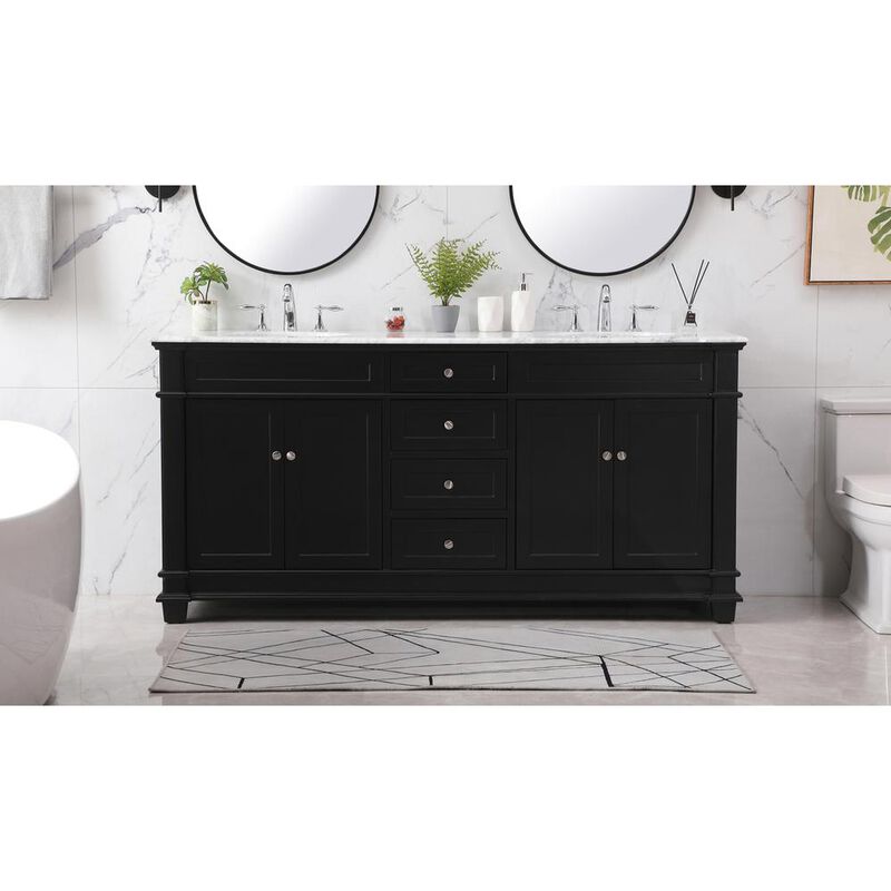 Elegant Kitchen and Bath 72 inch double bathroom vanity set in black