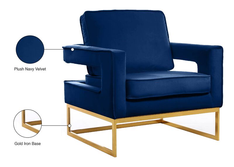 Meridian Furniture Noah Navy Velvet Accent Chair