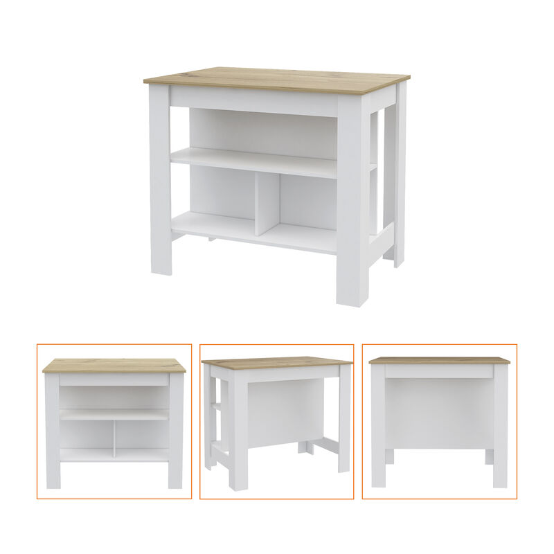 Kitchen Island Dozza, Kitchen, White / Light Oak