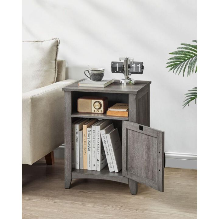 Nightstand with Cabinet and Storage Compartment for Organized Bedroom