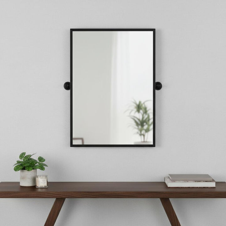 HomeRoots 31" Black Metal Tilting Framed Accent Mirror