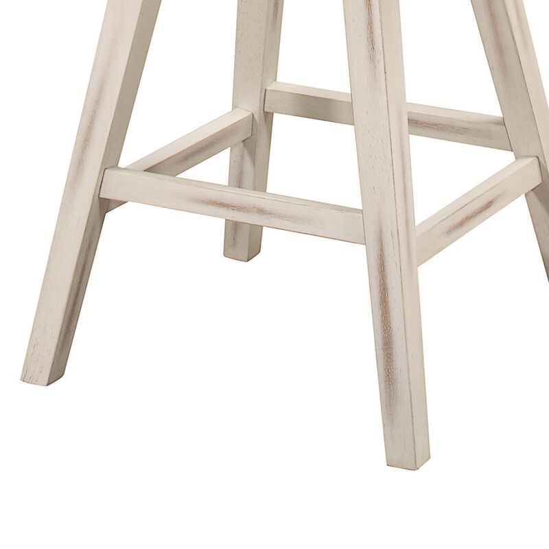 Ati 29 Inch Bar Height Stool Swivel Chairs Set of 2, Divided X Back, Gray, White