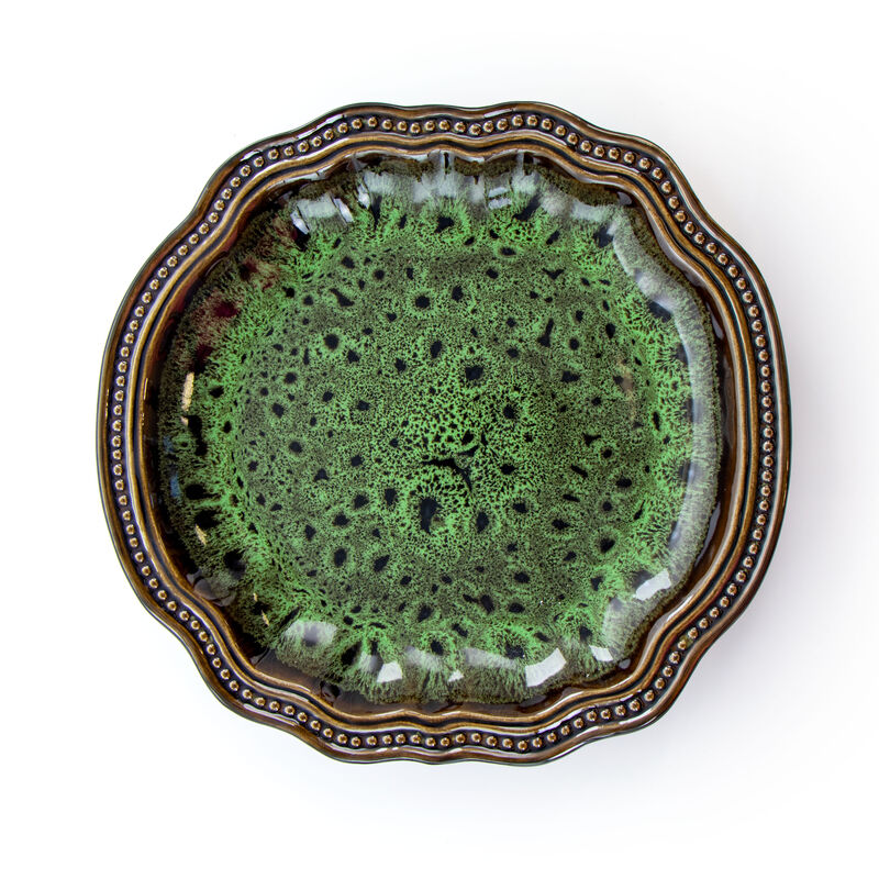 Elama Jade Waves 16 Piece Stoneware Dinnerware Set in Green
