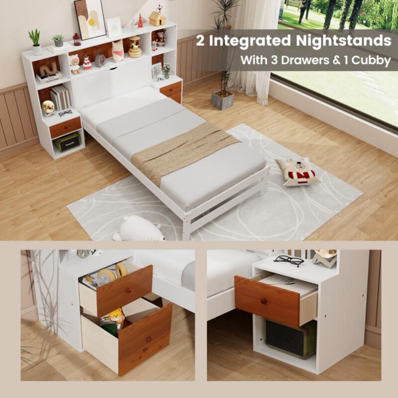 Bed Frame with Storage Headboard and Nightstands