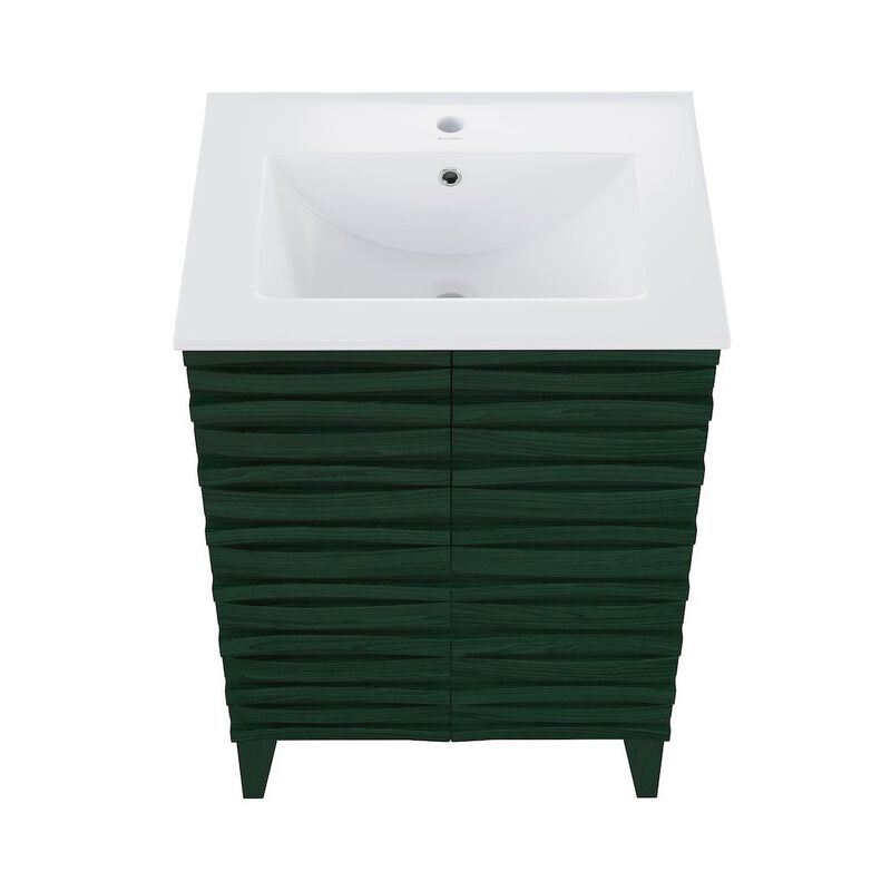 Cascade 24" Freestanding Bathroom Vanity in Green Oak with Sink Top image number 7